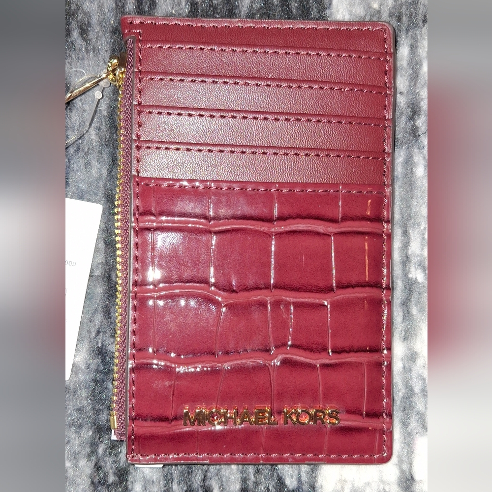 Michael Kors Burgundy Croc-Embossed Wallet